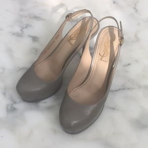 Platform sling back pumps